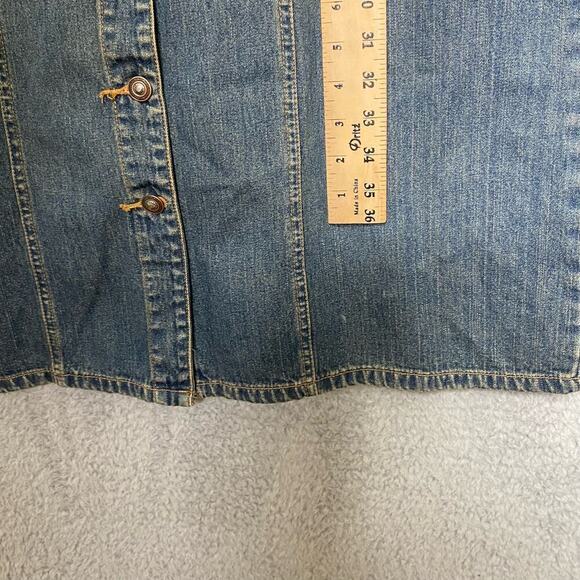 Vintage Faded Glory womens long sleeve denim jean button up dress y2k collar L - Picture 12 of 13